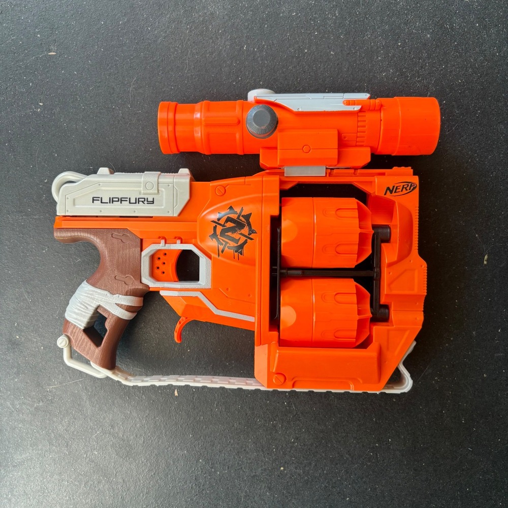 Nerf N Strike Elite Flipfury Blaster w/ Scope Orange Toy Gun Revolver